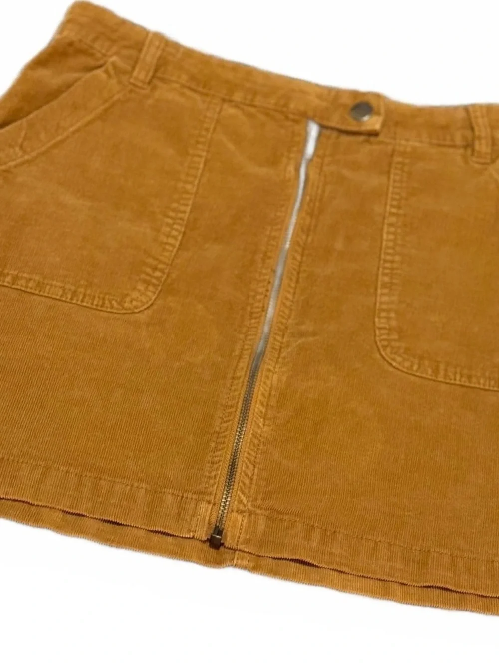 BP. Brown Corduroy Front Zip Mini Skirt Size Medium Y2K Utility Pockets